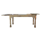 65" Brown Solid Wood Self-Storing Leaf Extendable Dining Table