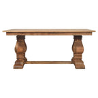 71" Brown Solid Wood Double Pedestal Base Dining Table