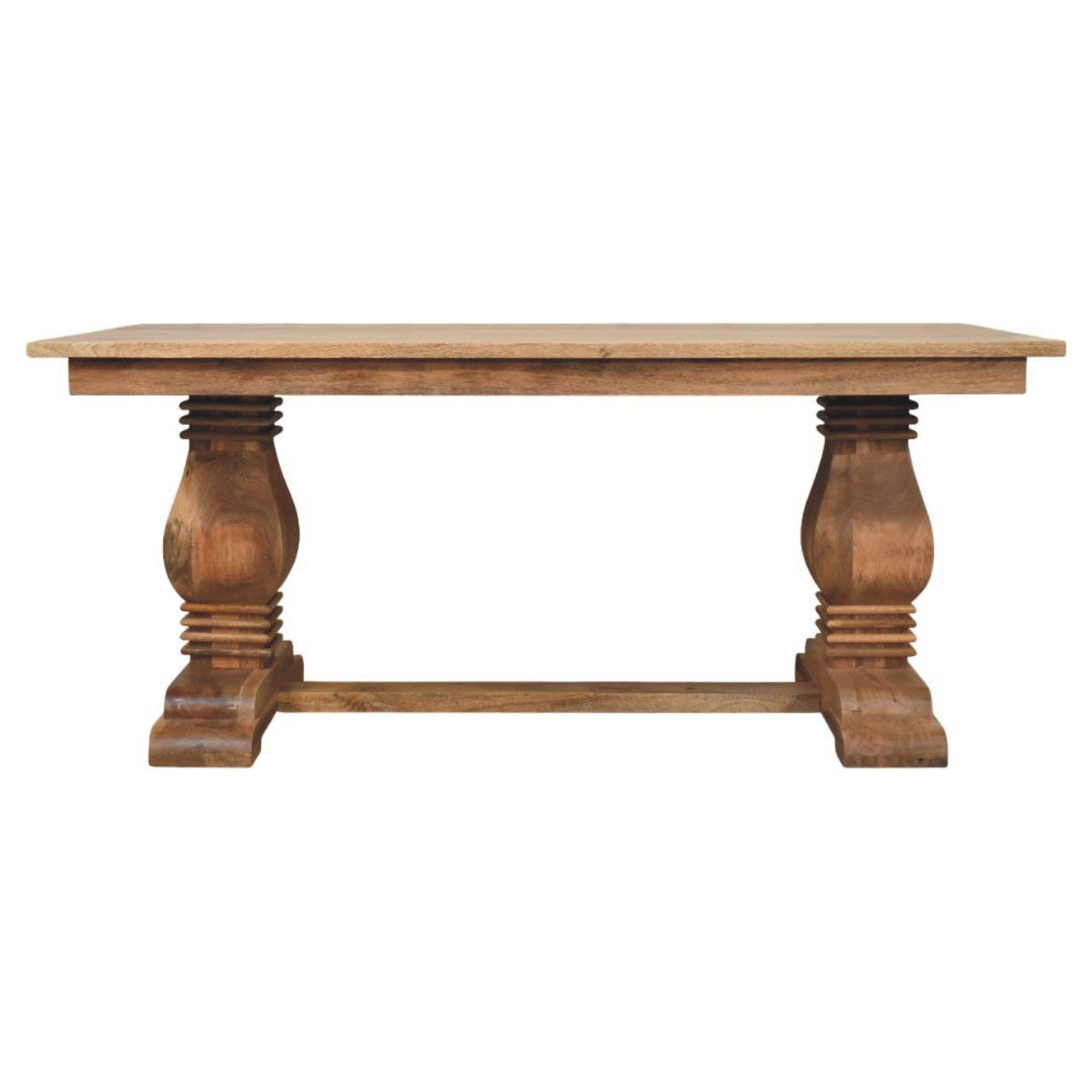 71" Brown Solid Wood Double Pedestal Base Dining Table