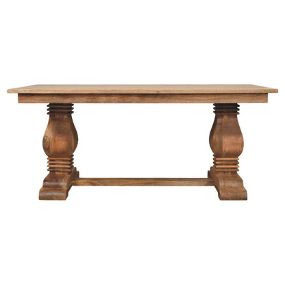 71" Brown Solid Wood Double Pedestal Base Dining Table