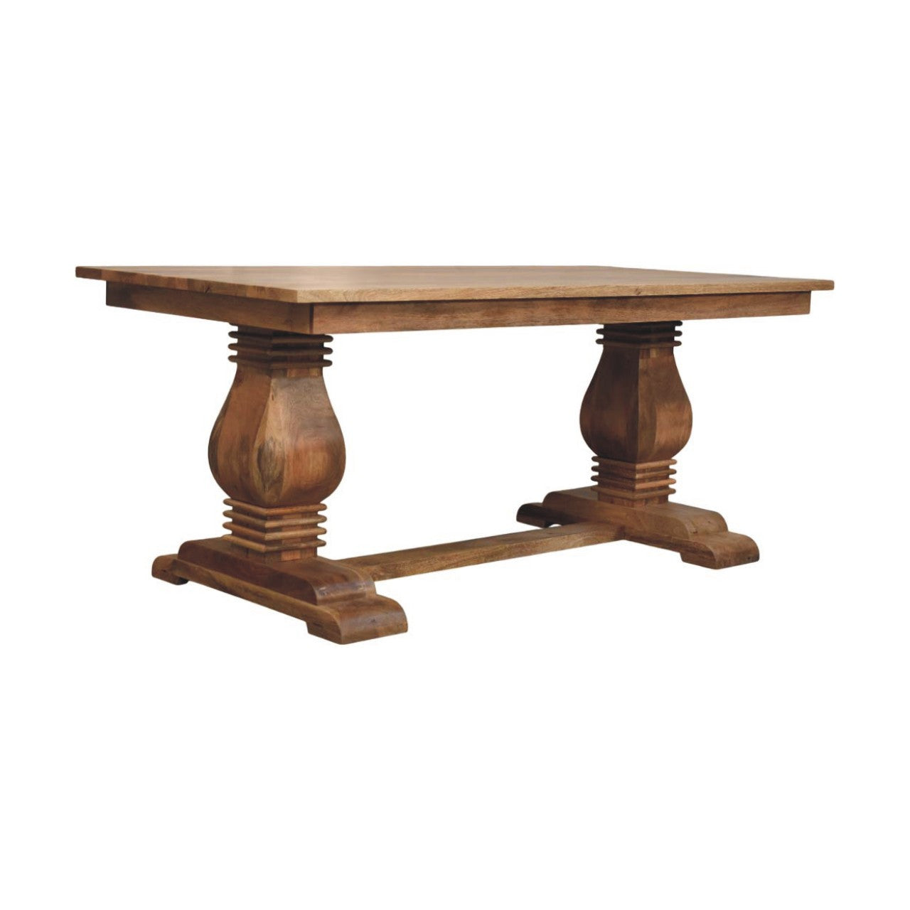 71" Brown Solid Wood Double Pedestal Base Dining Table
