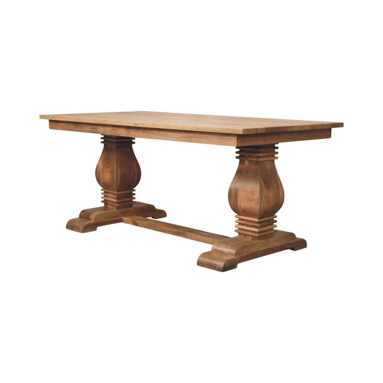 71" Brown Solid Wood Double Pedestal Base Dining Table
