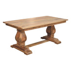 71" Brown Solid Wood Double Pedestal Base Dining Table