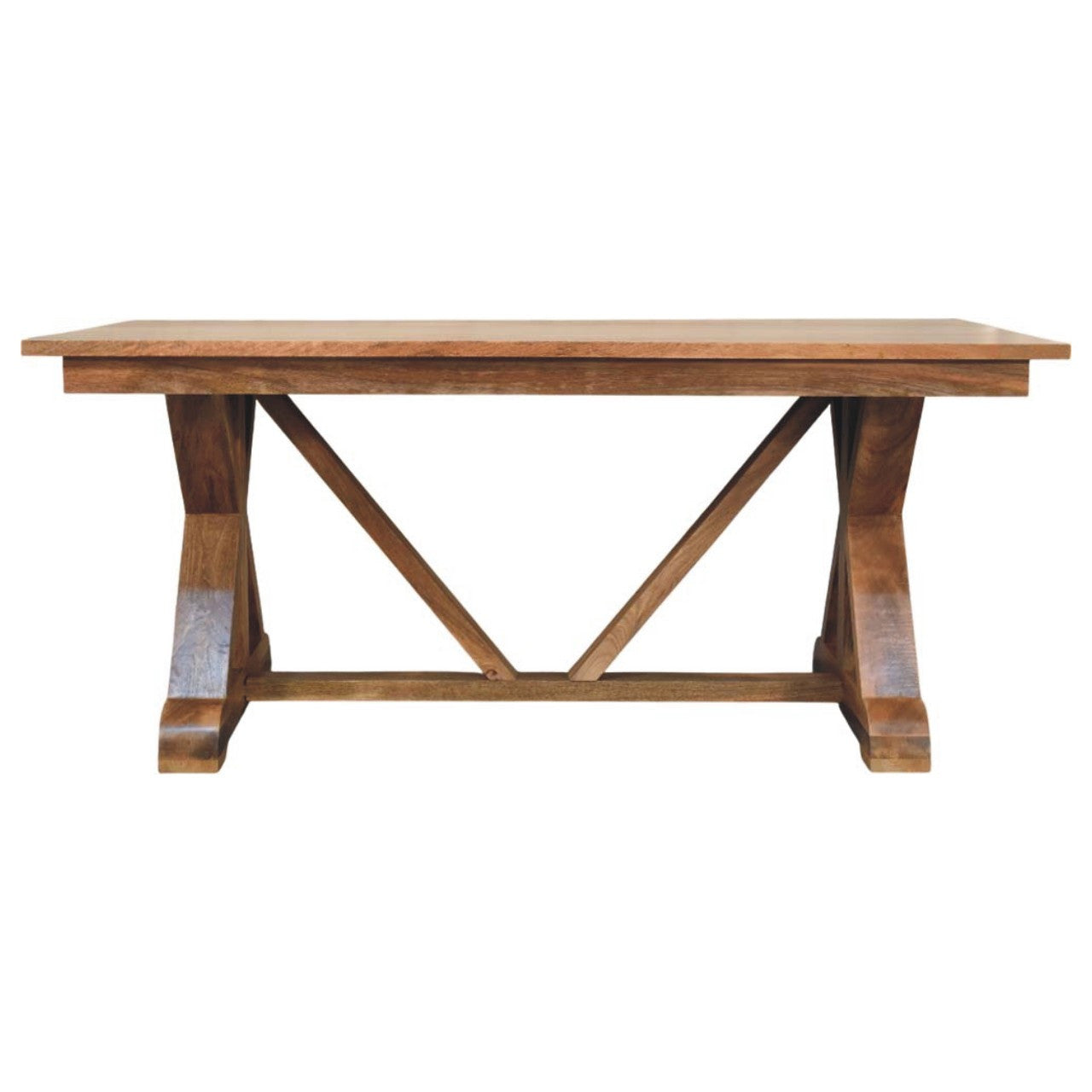 71" Brown Solid Wood Trestle Base Dining Table
