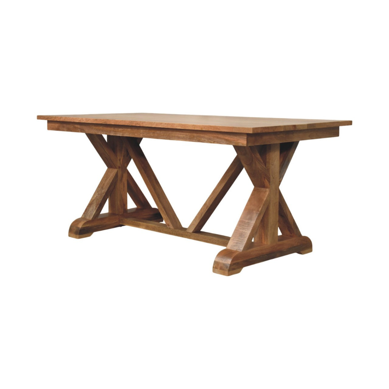 71" Brown Solid Wood Trestle Base Dining Table