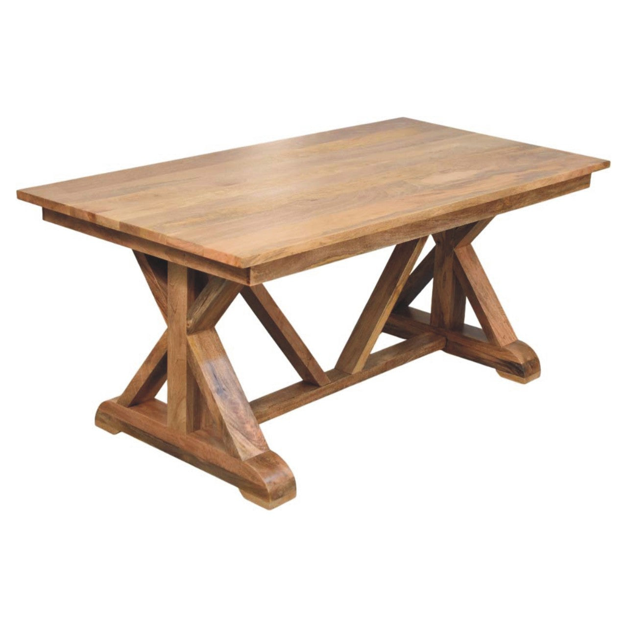 71" Brown Solid Wood Trestle Base Dining Table