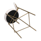 Set of Two 29" White and Gold Velvet and Metal Low Back Bar Height Bar Chairs