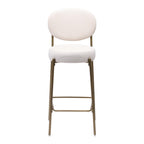 Set of Two 29" White and Gold Velvet and Metal Low Back Bar Height Bar Chairs