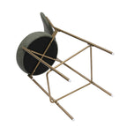 Set of Two 29" Green and Gold Faux Leather and Metal Low Back Bar Height Bar Chairs