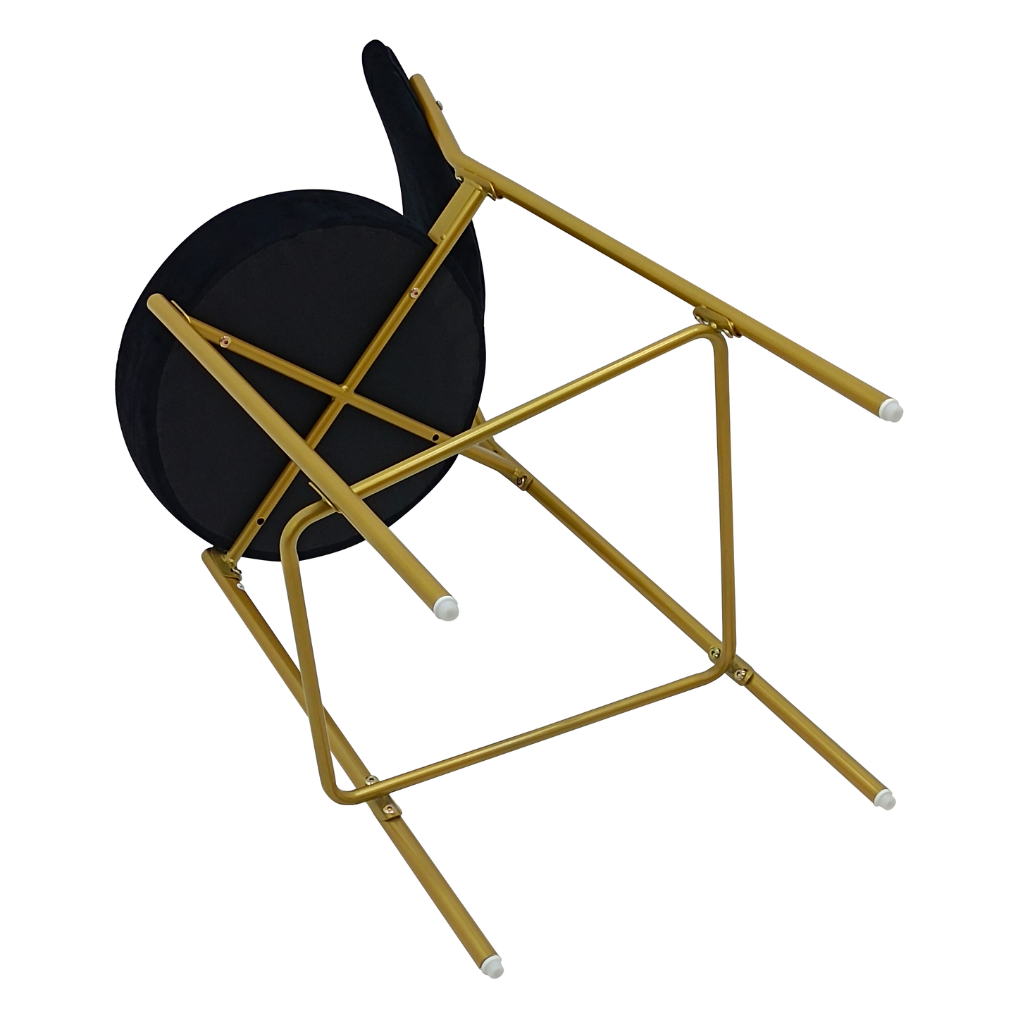 Set of Two 29" Black and Gold Velvet and Metal Low Back Bar Height Bar Chairs
