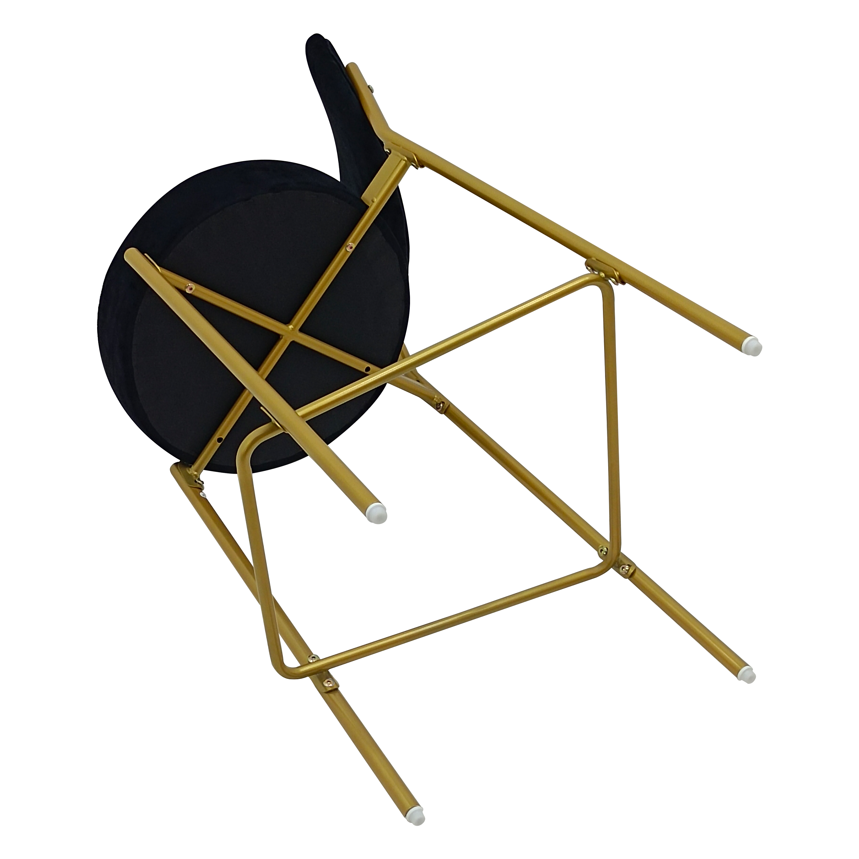 Set of Two 29" Black and Gold Velvet and Metal Low Back Bar Height Bar Chairs