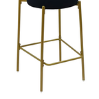 Set of Two 29" Black and Gold Velvet and Metal Low Back Bar Height Bar Chairs