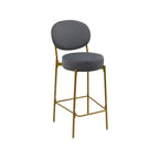Set of Two 29" Gray and Gold Velvet and Metal Low Back Bar Height Bar Chairs