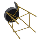 Set of Two 29" Gray and Gold Velvet and Metal Low Back Bar Height Bar Chairs