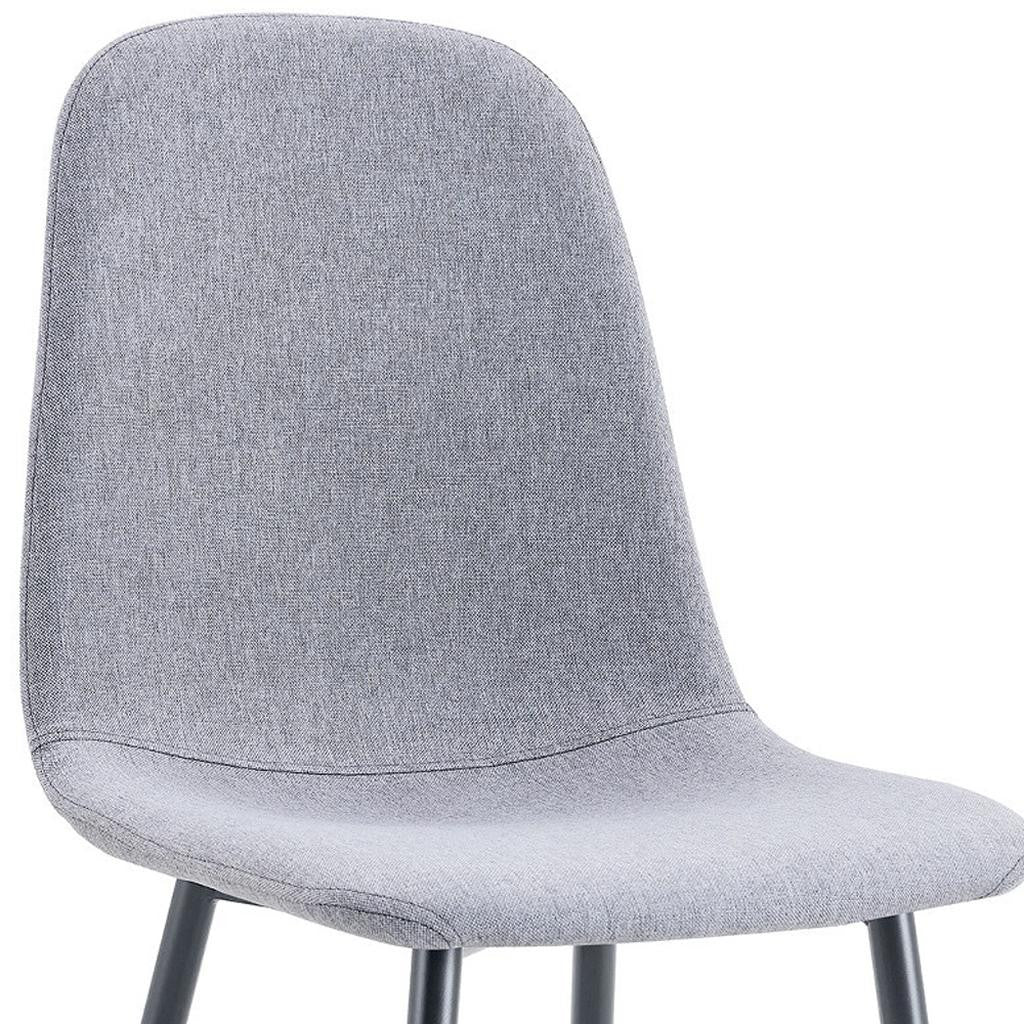Set of Four Gray and Black Fabric and Metal Dining Side Chairs