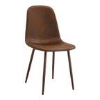 Set of Four Brown Suede and Metal Dining Side Chairs