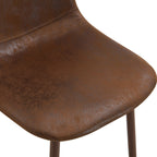Set of Four Brown Suede and Metal Dining Side Chairs