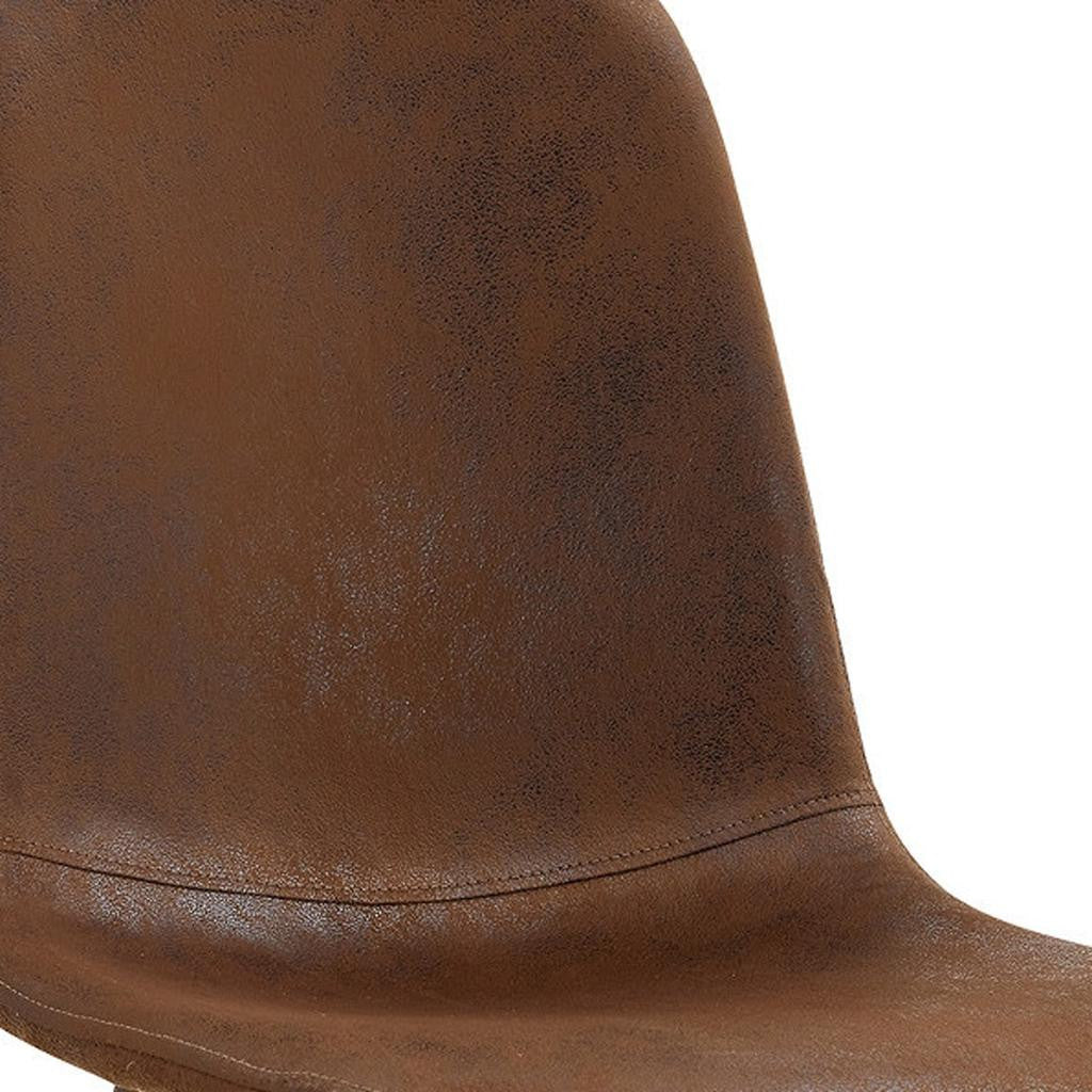 Set of Four Brown Suede and Metal Dining Side Chairs