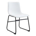 Set of Four White and Black Faux Leather and Metal Dining Side Chairs