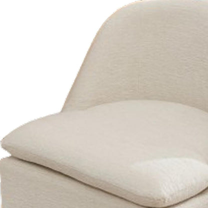 Set of Two Beige Chenille Wing Back Dining Chairs With Wheels