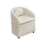Beige Chenille Wing Back Dining Side Chair With Wheels