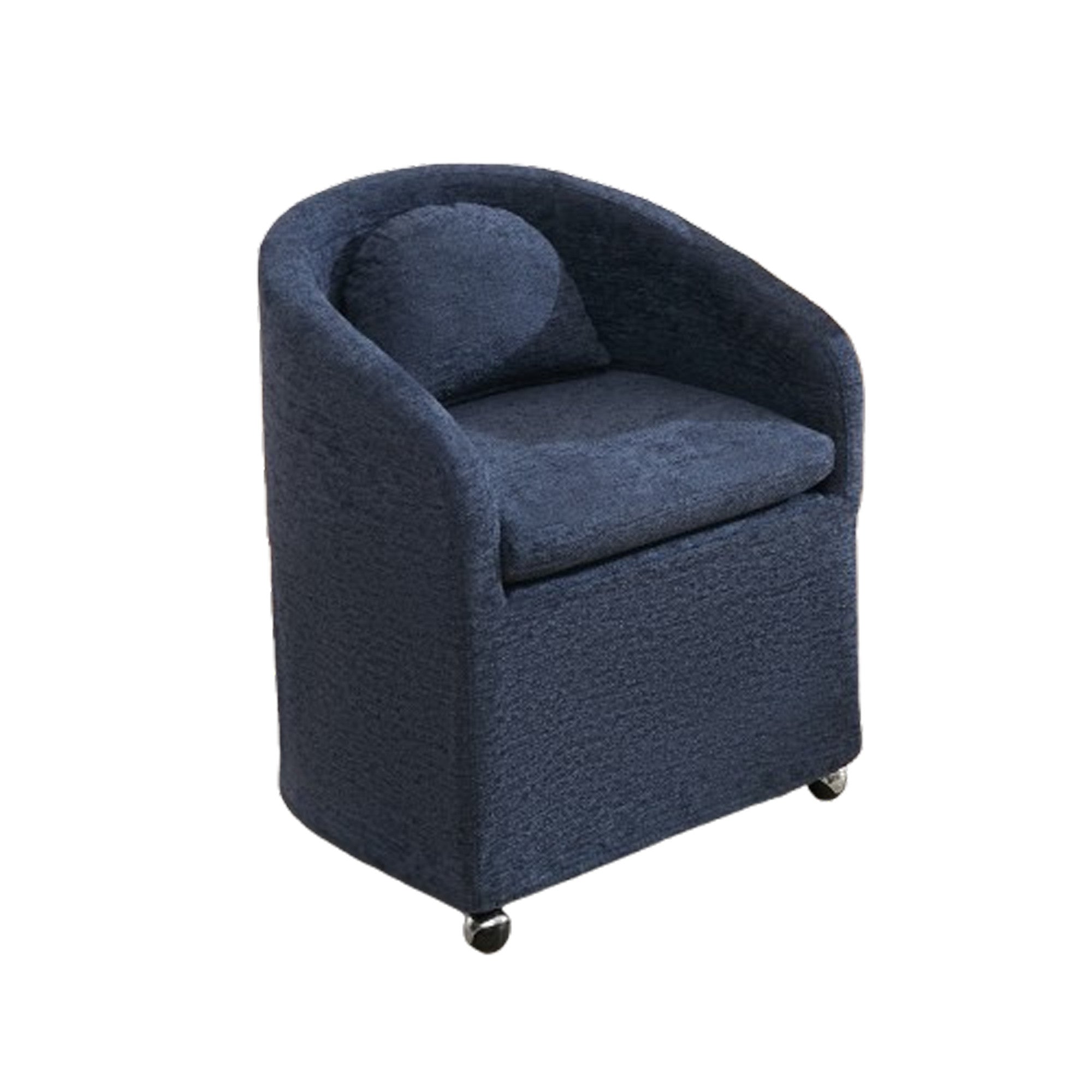 Blue Chenille Wing Back Dining Side Chair