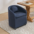 Blue Chenille Wing Back Dining Side Chair