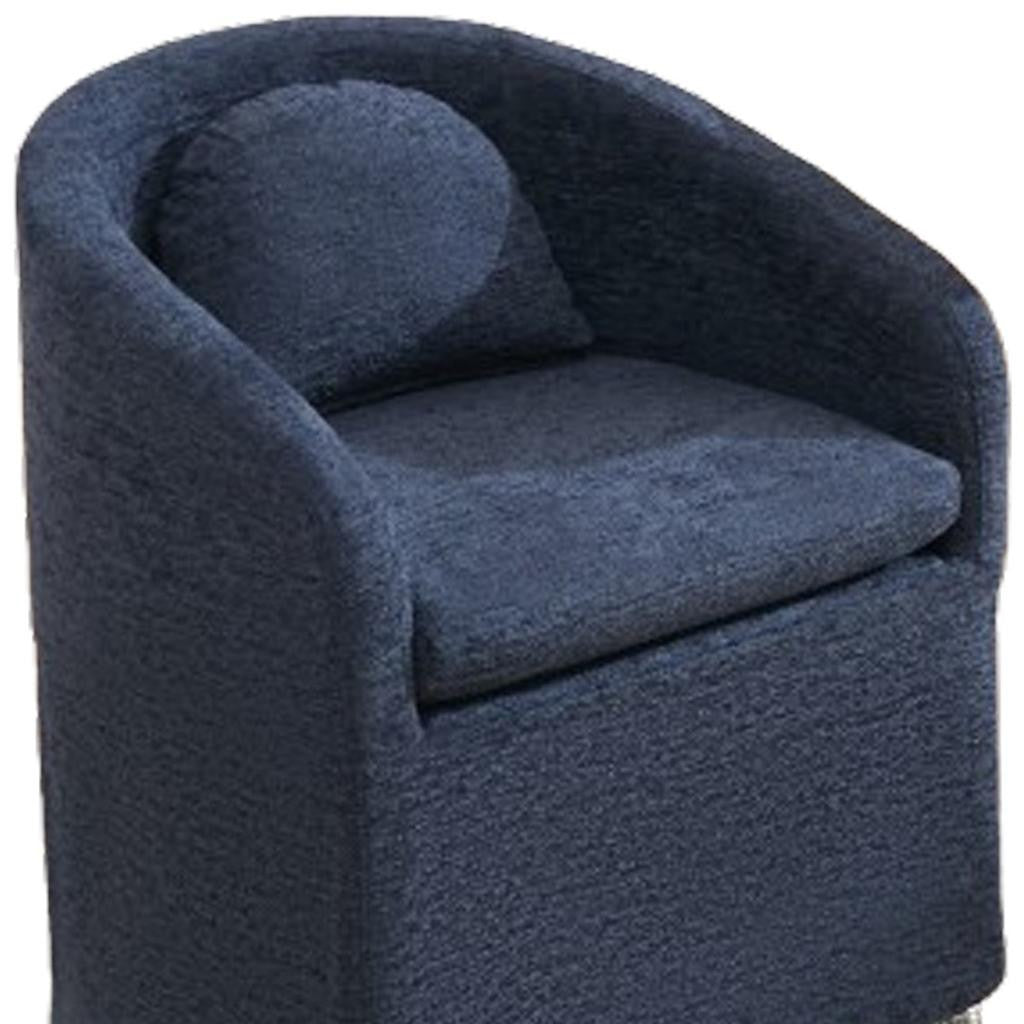 Blue Chenille Wing Back Dining Side Chair