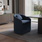 Blue Chenille Wing Back Dining Side Chair