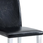 Set of Two Black and Silver Faux Leather and Metal Dining Side Chairs