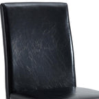 Set of Four Black and Silver Faux Leather and Metal Dining Side Chairs