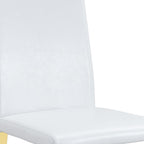 Set of Two White and Gold Faux Leather and Metal Dining Side Chairs