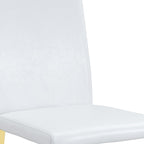Set of Four White and Gold Faux Leather and Metal Dining Side Chairs