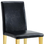 Set of Four Black and Gold Faux Leather and Metal Dining Side Chairs