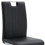 Set of Four Black and Silver Faux Leather and Metal Dining Side Chairs