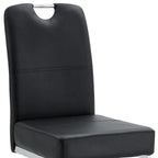 Set of Four Black and Silver Faux Leather and Metal Dining Side Chairs