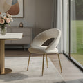 White and Gold Velvet and Metal Curved Back Dining Side Chair