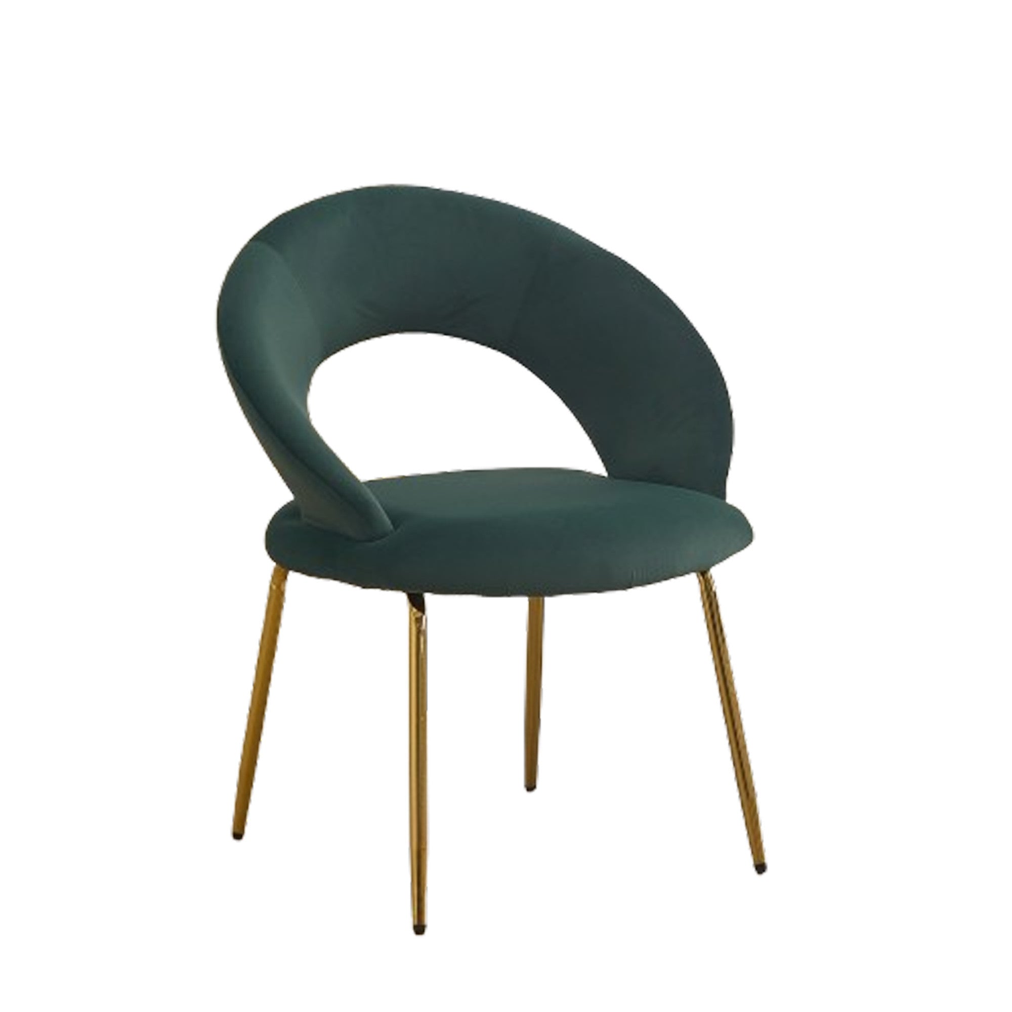 Green and Gold Velvet and Metal Curved Back Dining Side Chair