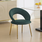 Green and Gold Velvet and Metal Curved Back Dining Side Chair