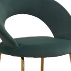 Green and Gold Velvet and Metal Curved Back Dining Side Chair