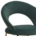 Green and Gold Boucle and Metal Curved Back Dining Side Chair