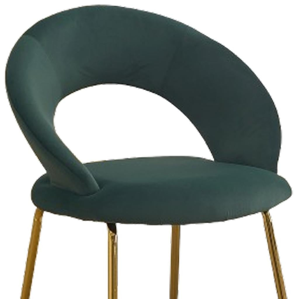 Green and Gold Boucle and Metal Curved Back Dining Side Chair