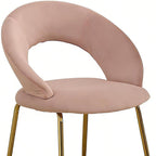 Pink and Gold Boucle and Metal Curved Back Dining Side Chair