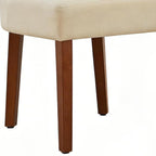 Set of Two Beige and Brown Linen and Solid Wood Dining Side Chairs