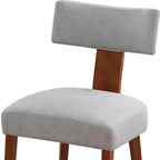 Set of Two Gray and Brown Linen and Solid Wood Dining Side Chairs