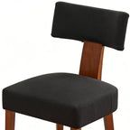 Set of Two Black and Brown Linen and Solid Wood Dining Side Chairs