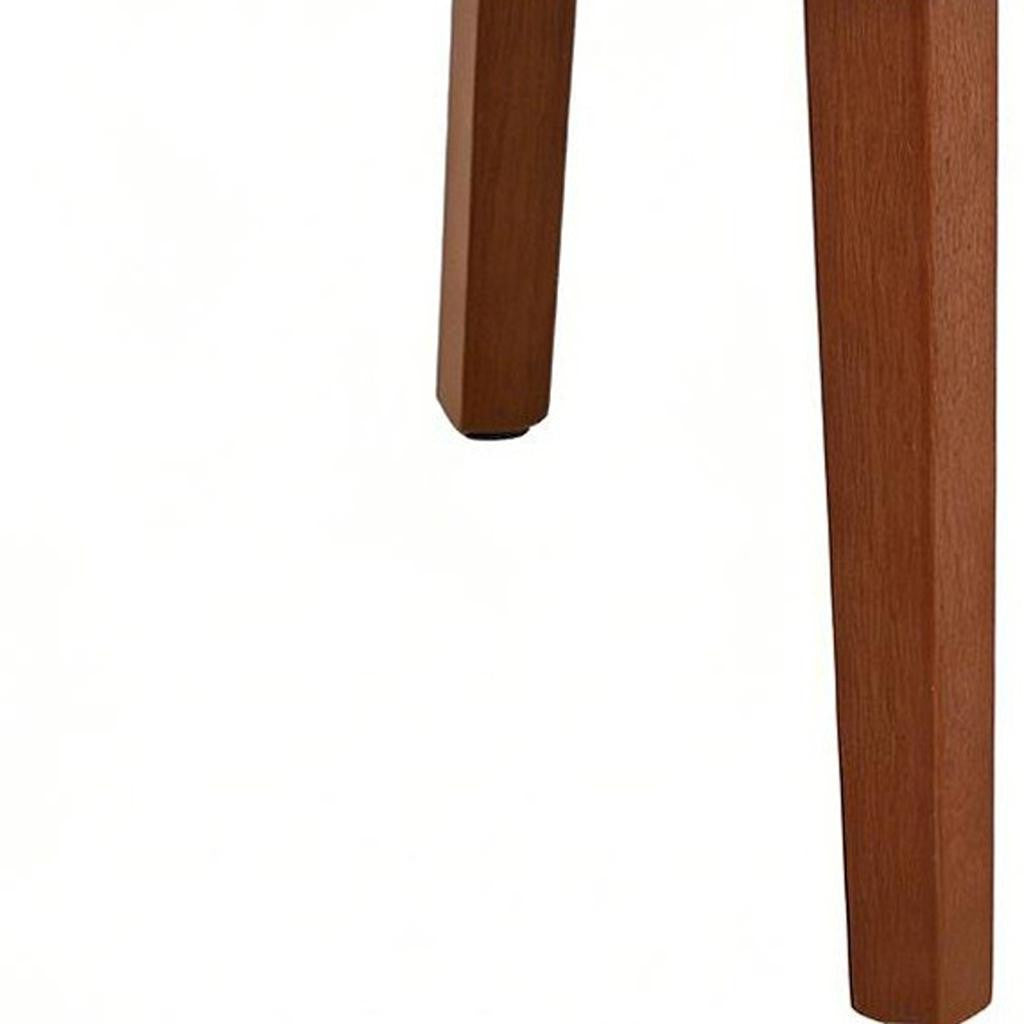 Set of Two Ivory and Brown Faux Fur and Solid Wood Dining Side Chairs