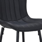 Set of Two 27" Black Faux Leather and Metal Low Back Counter Height Bar Chairs