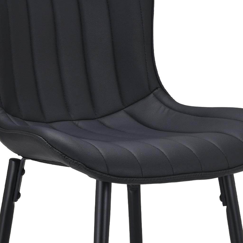 Set of Two 27" Black Faux Leather and Metal Low Back Counter Height Bar Chairs