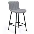 Set of Two 27" Gray and Black Faux Leather and Metal Low Back Counter Height Bar Chairs